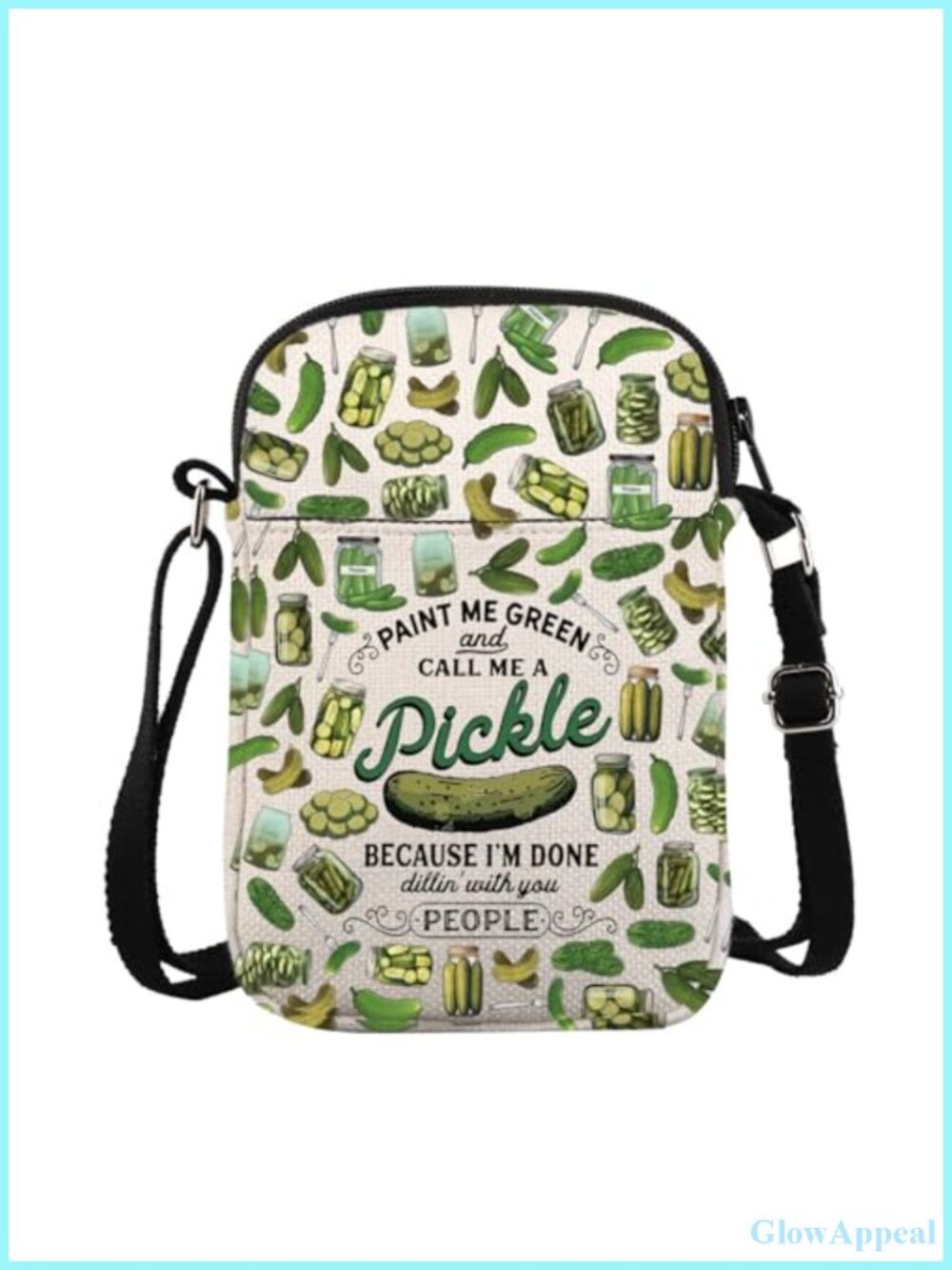 Pickle Crossbody Bag Cotton Messenger Funny Dill Pickle Lover Gift